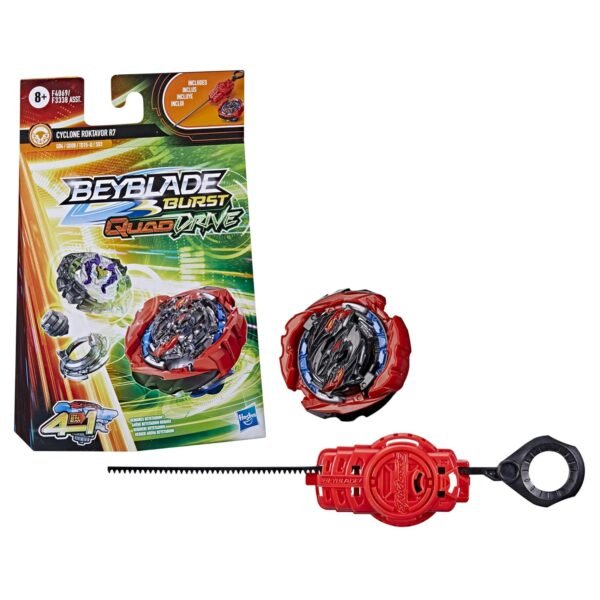 Beyblade Burst QuadDrive Cyclone Roktavor R7 Beyblade Spinning Top Starter Pack, Stamina/Defense Type Battling Game with Launcher, Toy for Kids