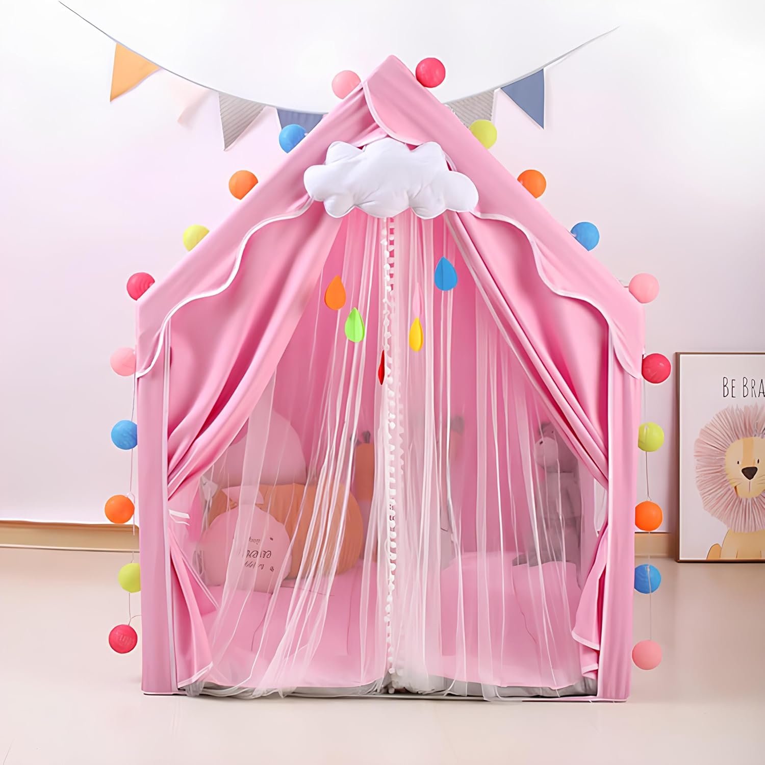Colorfull and Extremely Light Weight Indoor and Outdoor Kids Play Tent House for 3-8 Years Old Kids Girls and Boys (Pink CAT-*98) - Image 3