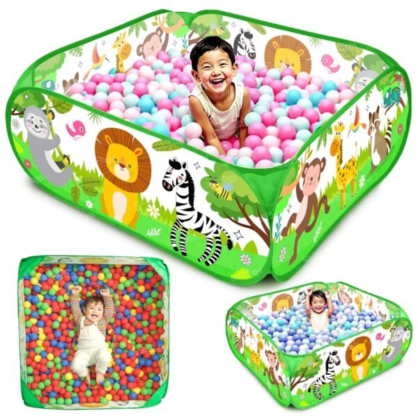 Zest 4 Toyz Play Ball Pool for Kids Zoo-Themed Foldable Pool Indoor and Outdoor Activity Fun Zoo Design for Toddler Boys and Girls (Balls Not Included)