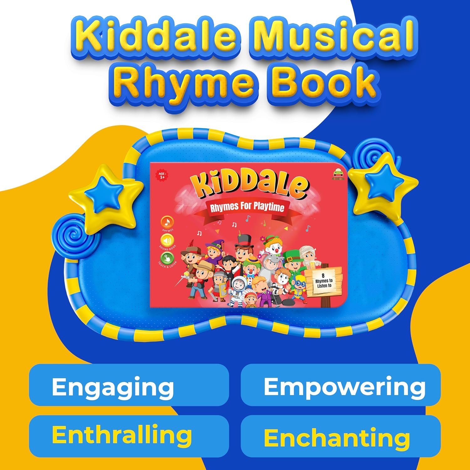 Kiddale 28 Musical Sounds Book|8 Classical Audio Nursery Rhymes Learning|Interactive & Intelligence Book|Alternative to Mobile Phones & Laptops for Kids|Best Gift for 1,2,3 Year Kids, Pink - Image 2
