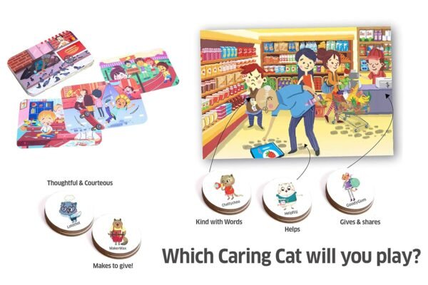 Chalk and Chuckles Kid Caring Cats Kindness Around Town, Board Game, Ages 6-12 Years Old, Family Game, Fun with Values and Learning - Multi Color - Image 4