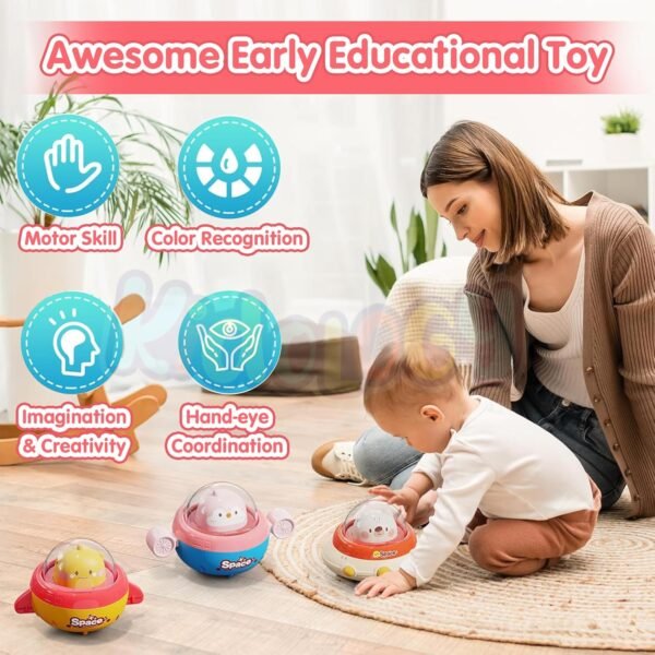 Kidology 1Pcs Press & Go Friction-Powered Space Cars for Babies 0-3 Years – Mini Racing Car, Push & Go Vehicle for Early Learning, Motor Skill Development, Fun Toy for Toddlers & Kids - Random Color - Image 6