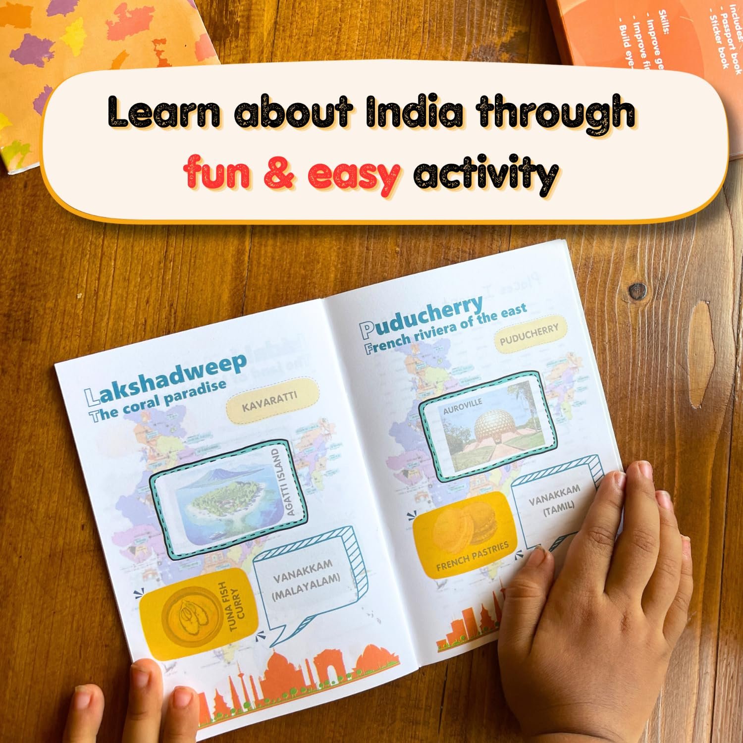CocoMoco Kids India Passport for Kids, Learn About States of India & UTS, Geography Educational Toy Activity Kit with Stickers, Ages 4-5, 6-7, 8-10, 11 Year Old (Pack of 3) - Image 6