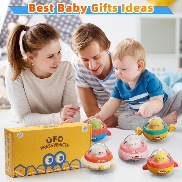 6PCS Infant Car Toys with Playmat & Storage Bag,Animals Car Toys for Ages 0-2,1 Year Old Birthday Gift for Baby 12-18 Months,Space Theme Toys for 1 Year Old Boy and Girl - Image 6