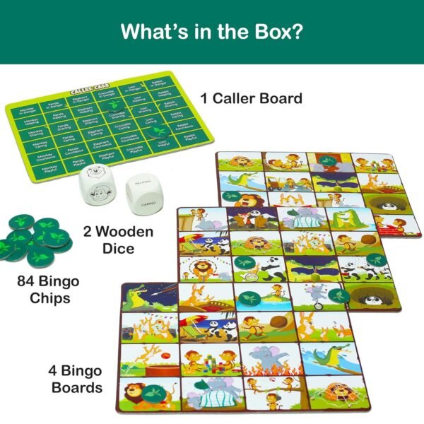 Chalk and Chuckles A Day in The Jungle – Animal Bingo Board Game for Kids 4-7 Years, Fun Family Game That Teaches Kindness and Social Skills, Educational Gift for Boys & Girls 5, 6 Years - Image 5