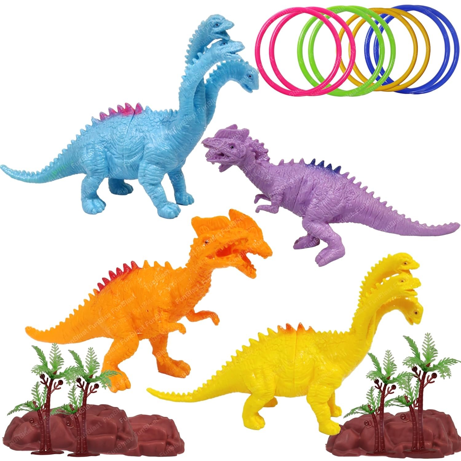 FunBlast Dinosaur Ring Playset Toys - Dinosaurs Animals Figures Toys Set for Kids, Boys, Realistic Dinosaur Toys, Pretend Play Toys for 3+ Years Old Kids, Boys, Girls