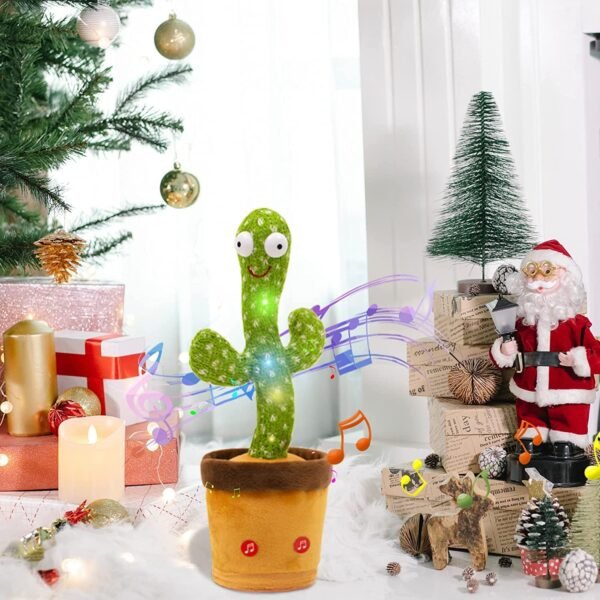 Dancing Cactus Toy for Kids (1 Year Warranty) Talking Singing Children Baby Plush Electronic Toys Voice Recording Repeats What You Say LED Lights - Image 2
