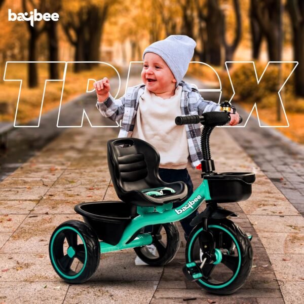 Baybee TRIGx Baby Tricycle for Kids | Smart Balanced Baby Trikes with Comfort Seat, Front & Back Storage Baskets & Eva Wheels | Children Bicycle for Kid | Kids Cycle for 2-5 Years Boy Girl (Green) - Image 2