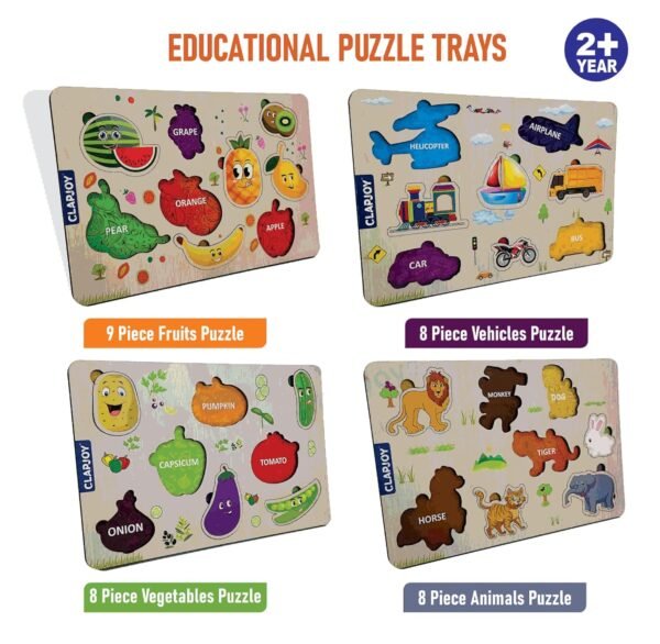 Wooden Learning Educational Board for Kids, Puzzle Toys for 2 Years Old Boys & Girls (Combo of 4) - Image 4