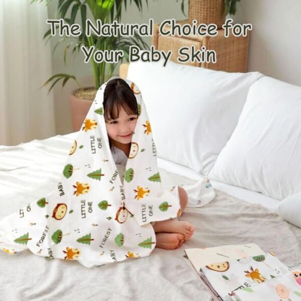Baby Muslin Bath Towel for Newborn Baby | Gentle & Ultra-Absorbent | Muslin Cloth Bath Towel for Newborns | Bat-Pumpkin-Owl Design | Pack of 3 | - Image 6