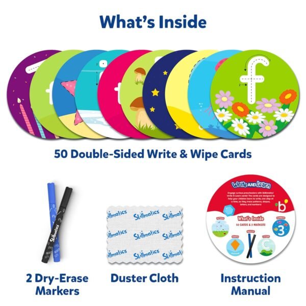 Skillmatics Write & Learn Cards for Toddlers - Letters, Numbers, Patterns & Shapes, Preschool Learning, Includes Markers & Reusable Cards, Gifts for Kids Ages 3, 4, 5, 6 - Image 2