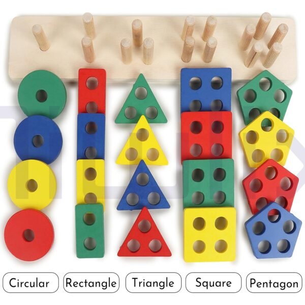 Toys for 1 2 3 Year Old Boy Girl, for Ages 2-4 0-2 Toddlers Kids Baby, 1 2 Year Old Boy Girl Birthday Gifts, Wooden Learning Puzzle Shape Sorter Toys for Toddlers 1-3 - Image 3
