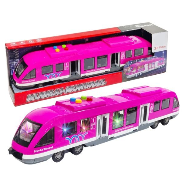 FunBlast Mumbai Monorail Train Toy for Kids, Big Size Train Set for Kids with Light and Sound, Bump and Go Musical Toy Train, Light and Sound Toys for 3+ Year Old Kids (Pink)