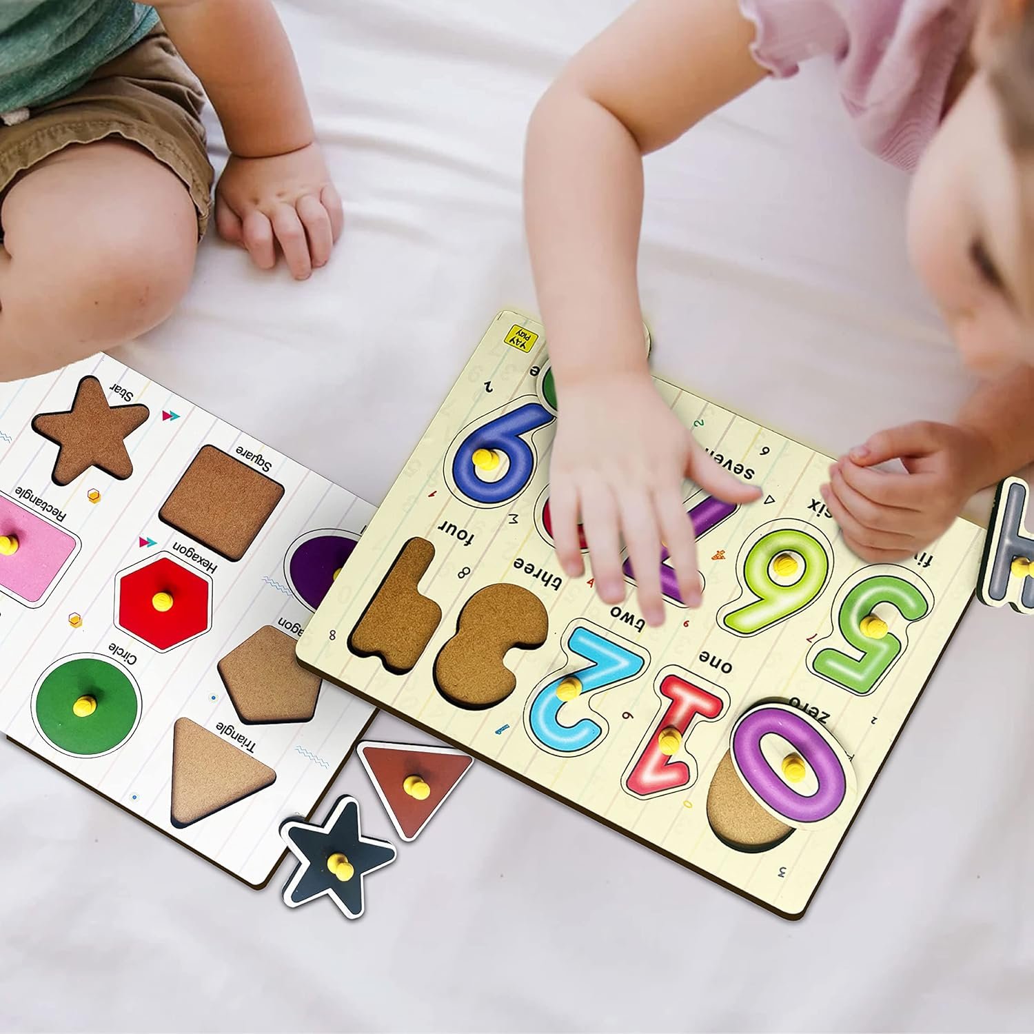 Geometric Shapes And 0 To 9 Number Pegboard Wooden Shape Sorter Educational Learning Puzzle For 2-5 Year Kids- Combo Pack - Image 4