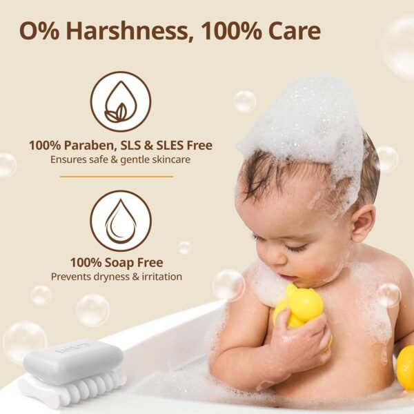 LuvLap Moisturizing Baby Bathing Bar, Baby soap with pH 5.5, with Shea Butter, Avocado, Olive Oil & Oatmeal, Paraben free, Dermatologically tested, with soap tray, 75g - Image 6