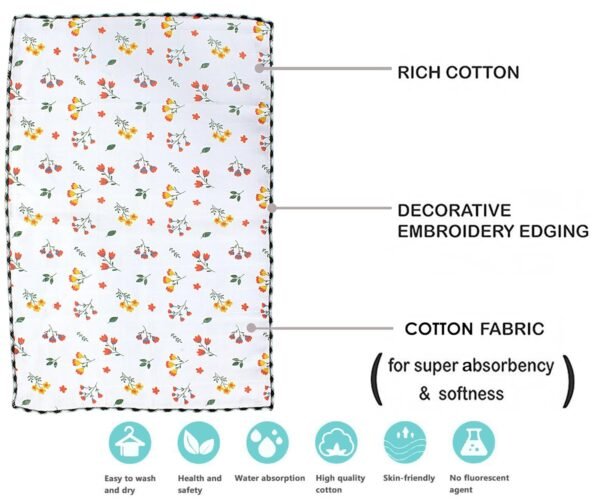 MOM CARE Cotton Hand Towels for Babies Extra Soft/Quick Dry/Strong Water Absorbent/Napkins Towel for Kids, Boys and Girls Pack of 4 White 31x 48 cm - Image 4