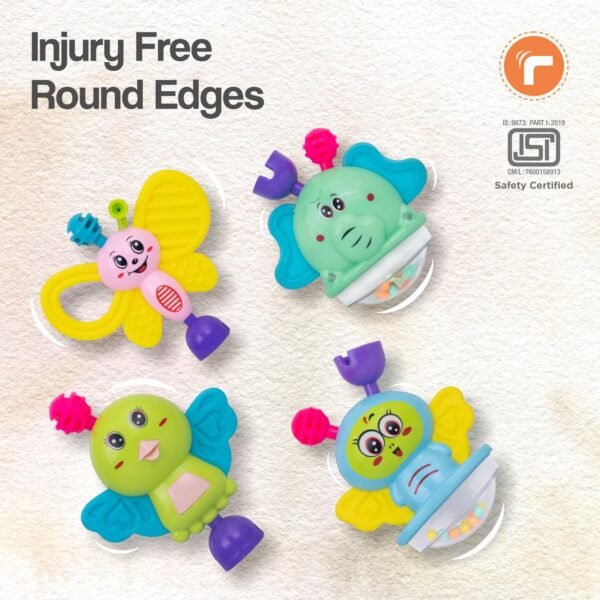 R for Rabbit Jingle Safari Infant Kids Rattles Toys Set for New Born Baby Lightweight 5 Pcs Combo Toy Set for 0 to 24 Month Children (Multicolor) - Image 2