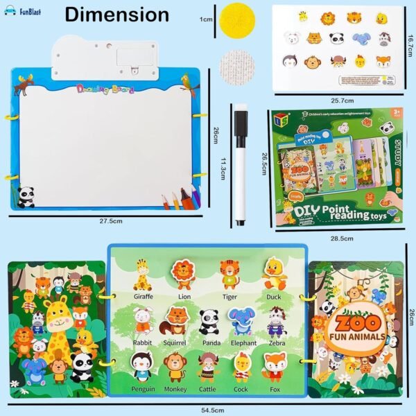 FunBlast Interactive Children Book -Musical Zoo Animal Educational Phonetic Learning Book for 3 + Year Kids, Boys, Toddlers, Zoo Theme DIY Point Reading Toys Music Book - Image 2