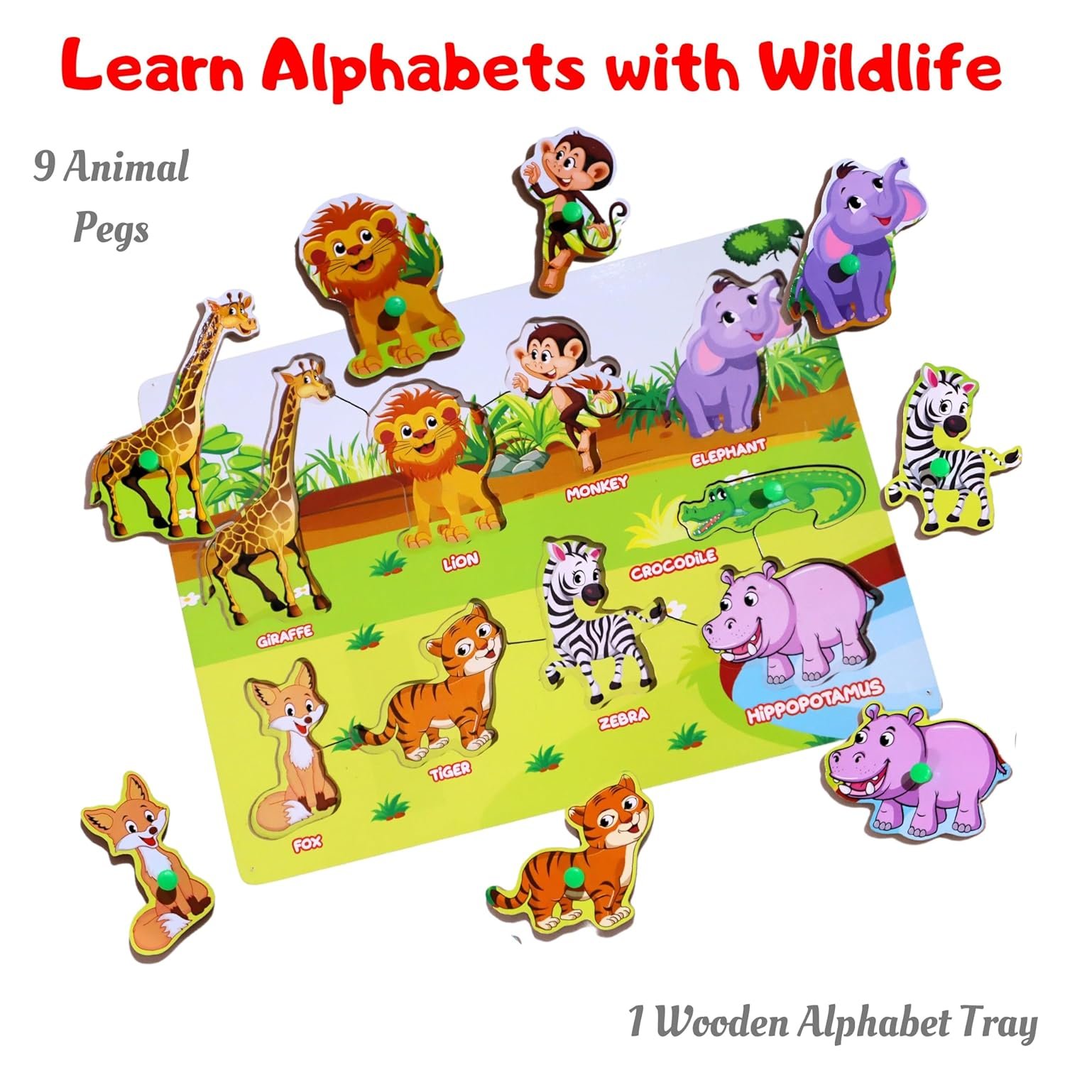 MABLE Educational Wildlife Puzzle Game for Kids, Wooden Puzzles for Boys & Girls, Shape Sorter Puzzle Games for Kids Age 2 Years Old & Above, Increase Concentration & Develop Skills - Image 4
