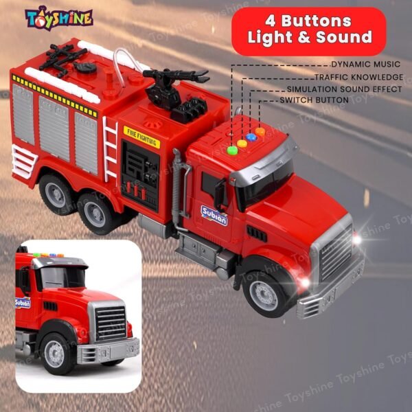 Toyshine 1:14 Scale Friction Powered Realistic Design Fire Rescue Truck with Water Sprinkle Feature | Music & Lights Model Collection Educational Learning Toys for Kids 3-7 Years - Image 5