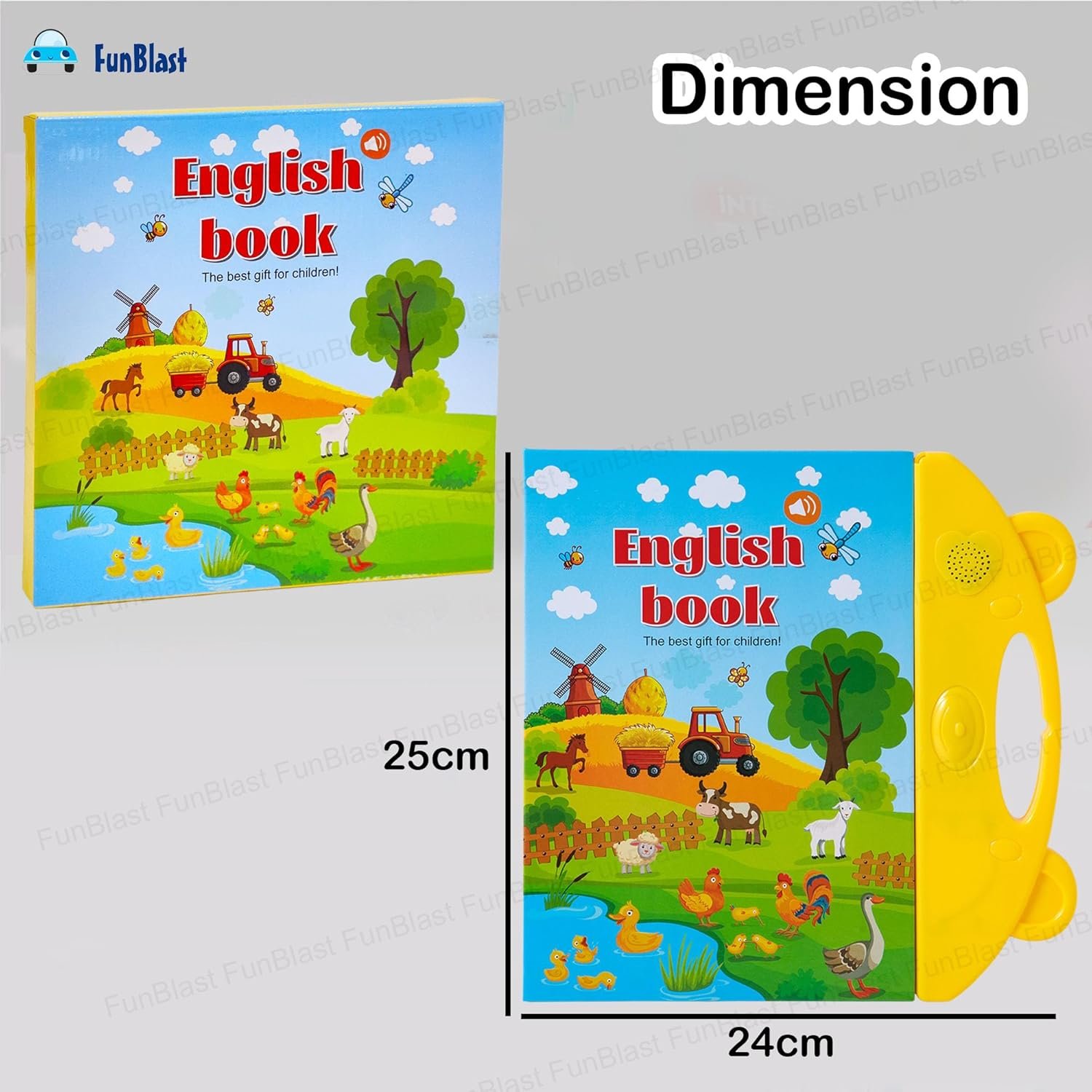 FunBlast Audio Book for Kids - My English E-Book with Alphabet, Numbers, Shapes, Animals, Nursery Rhymes, Educational Phonetic Learning Book for 3 + Year Kids, Boys, Toddlers (B) - Image 3