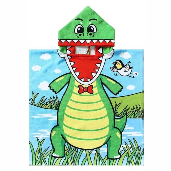 Hooded Poncho Towel for Kids | Double Side Terry | Printed Cape Towels for Kids (Sharky) - Image 5