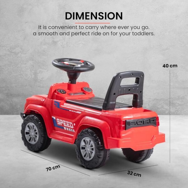 Baybee Ride on Baby Car for Kids | Push Ride on Jeep with Music & LED Light | Portable Ride on Toys Car with Backrest & Storage Basket | Kids Car to Drive 1-3 Years Boys Girls (Red) - Image 2