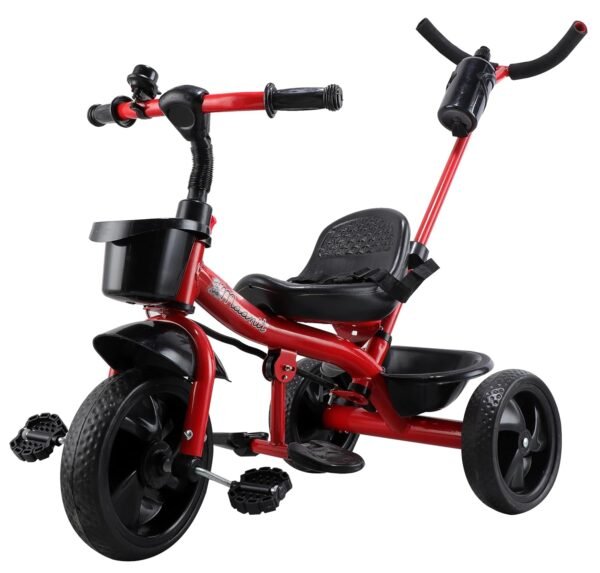 Tricycle with Parent Handle or Music or Front Back Basket with Canopy for Baby Boy/Girl Kids Trikes or Toddler 1-4 Years (Red)