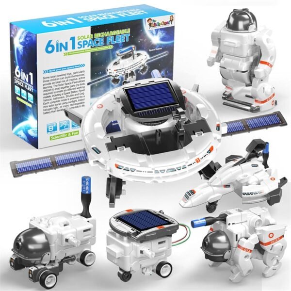 The Little Ones Robot Toys - Robot Kit, Space Toys,Solar STEM DIY Toys For Kids,Astronaut Toy,Best Birthday Gifts For Boys & Girls Age 6-8-10-12-14 Years Old,Rocket Model [ NEW-6IN1 SOLAR SPACE FLEET]