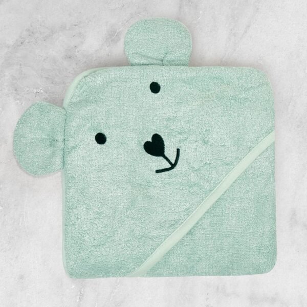 THEONI Hooded Bamboo Baby Towel – Soft, Absorbent Bath Wrap for Newborns, Infants & Toddlers | Skin-Friendly, Lightweight, 400 GSM, 85x85 cm (Mint Green) - Image 6
