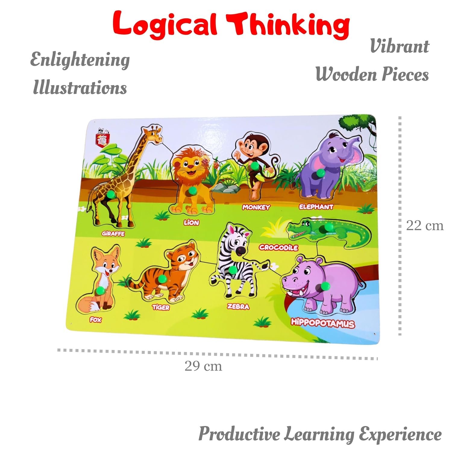 MABLE Educational Wildlife Puzzle Game for Kids, Wooden Puzzles for Boys & Girls, Shape Sorter Puzzle Games for Kids Age 2 Years Old & Above, Increase Concentration & Develop Skills - Image 2