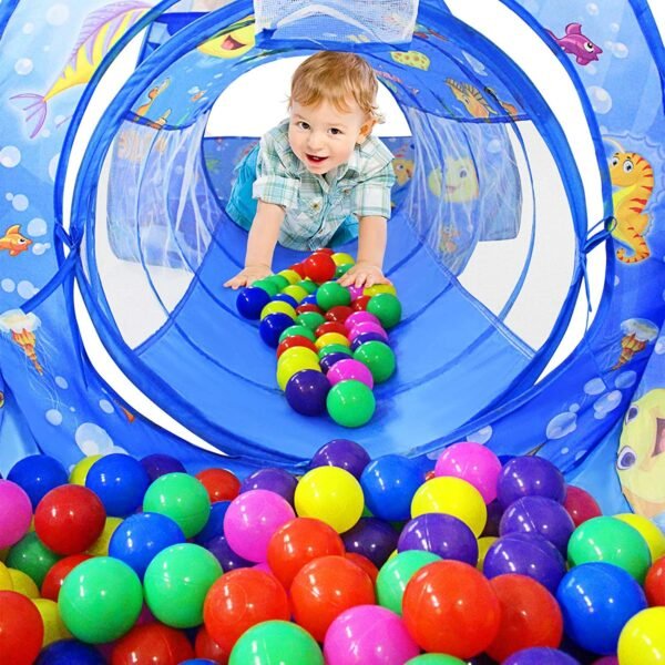BabyGo Portable Kids 3-in-1 Colorful Dotted Theme Tunnel Playhouse Ball Pool Ball Pit Tent Summer Indoor Outdoor Play Fun Toy (Balls not Included, Multi Color) - Image 6