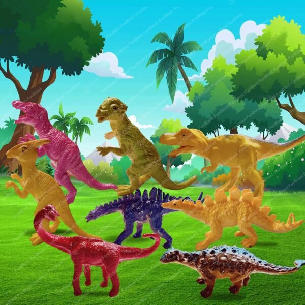 FunBlast Dinosaur Figures Play Set - 8 Pcs Animal Figures for Kids, World Toys, Best Birthday Return Gifts - Image 5