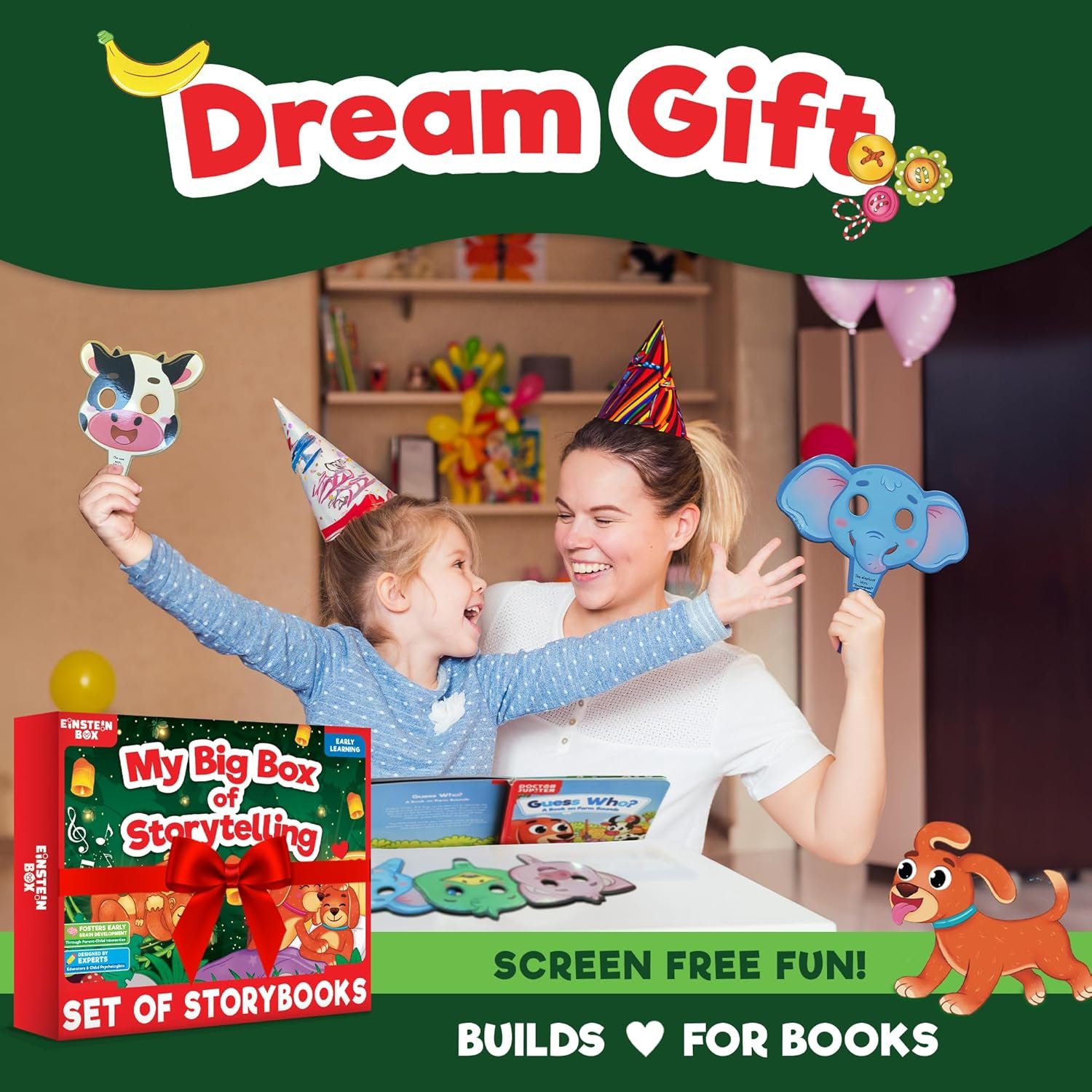 Einstein Box My Big Box of Storytelling for Boys & Girls 1,2,3,4,5 Years | Toys & Gifts for 1+ Year Olds | with Story Books & Pretend Play Masks |,colourful theme - Image 6