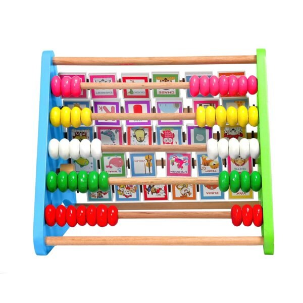 4 in 1 Wooden Activity Triangle Center Cube | Alphabet Blocks, Abacus, Shape Shorter, Zig Zag Sliding Cartoon Figure Maze | Toys for Babies Montessori Learning Toy for 1-5 Year Old Kids - Image 6