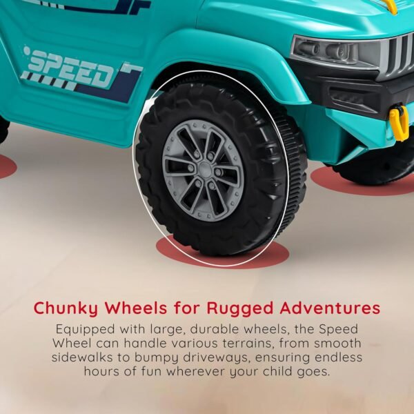 Baybee Speedy Ride on Baby Car for Kids | Ride on Toys Car with Music & LED Light | Portable Push Ride on Jeep with Backrest & Storage Basket | Kids Car to Drive 1-3 Years Boys Girls (Green) - Image 5