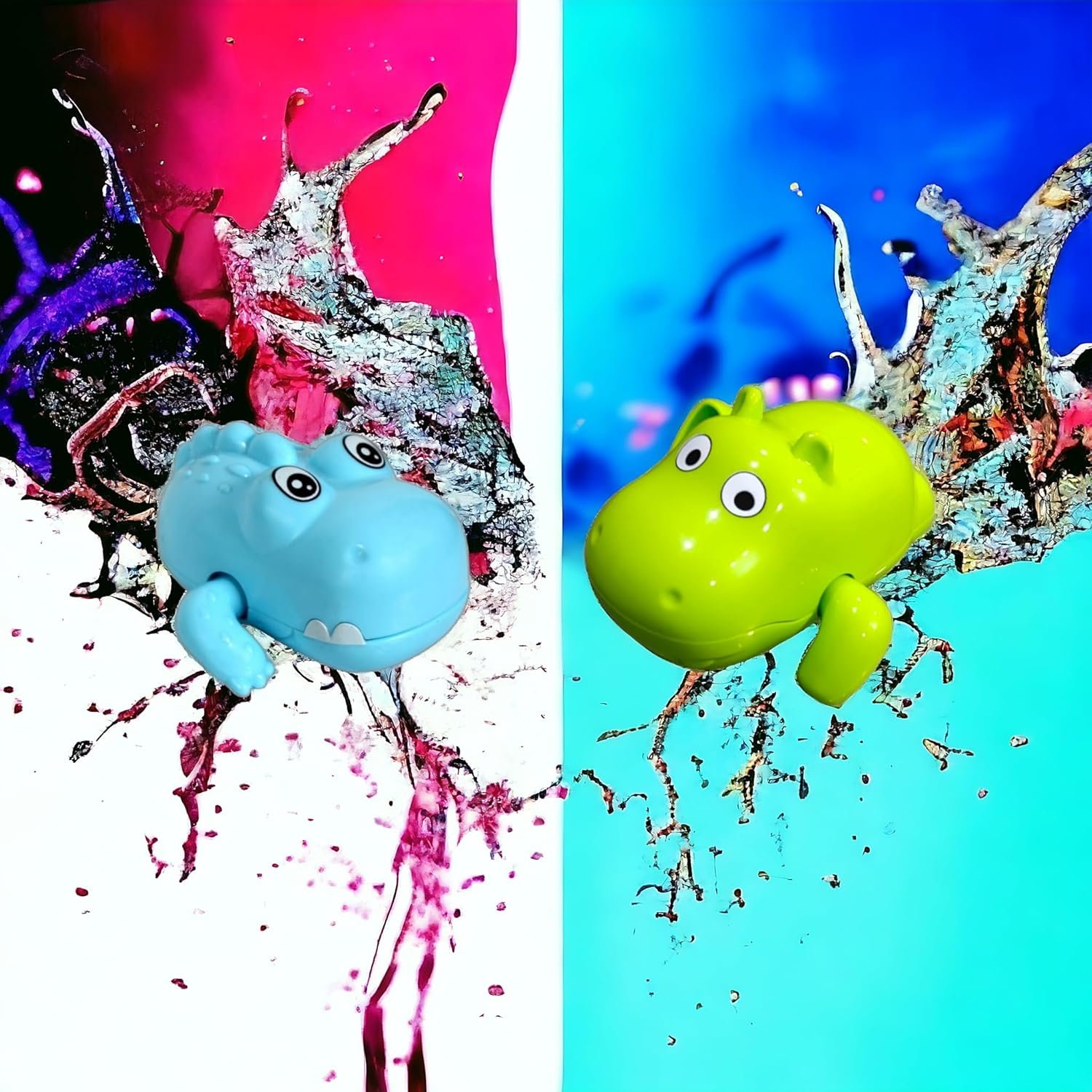 COSMOBABY (Hippo & Crocodile Combo) Bath Toys, Cute Swimming Bath Toys for Toddlers 1-3, Floating Wind Up Toys for 1-5 Year Old Boy Girl, New Born Baby Bathtub Water Toys, Proudly Made in India - Image 3