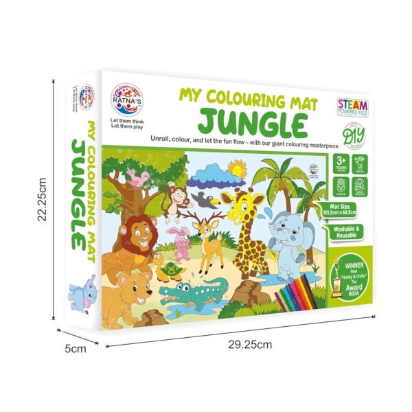 Ratna\'s My Coloring Mat Jungle Printed Mat of Size 40 x 27 Inches, Washable & Reusable Colouring Kit for Kids 3+ Years - Image 5