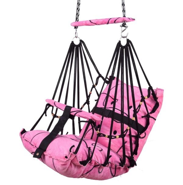 Swing for Kids Cotton Baby Swing Chair for Kids Baby\'s Children Folding and Washable 1-5 Years with Safety Belt/Home, Garden Jhula for Babies | Cradle | (P. Pink) - Image 4