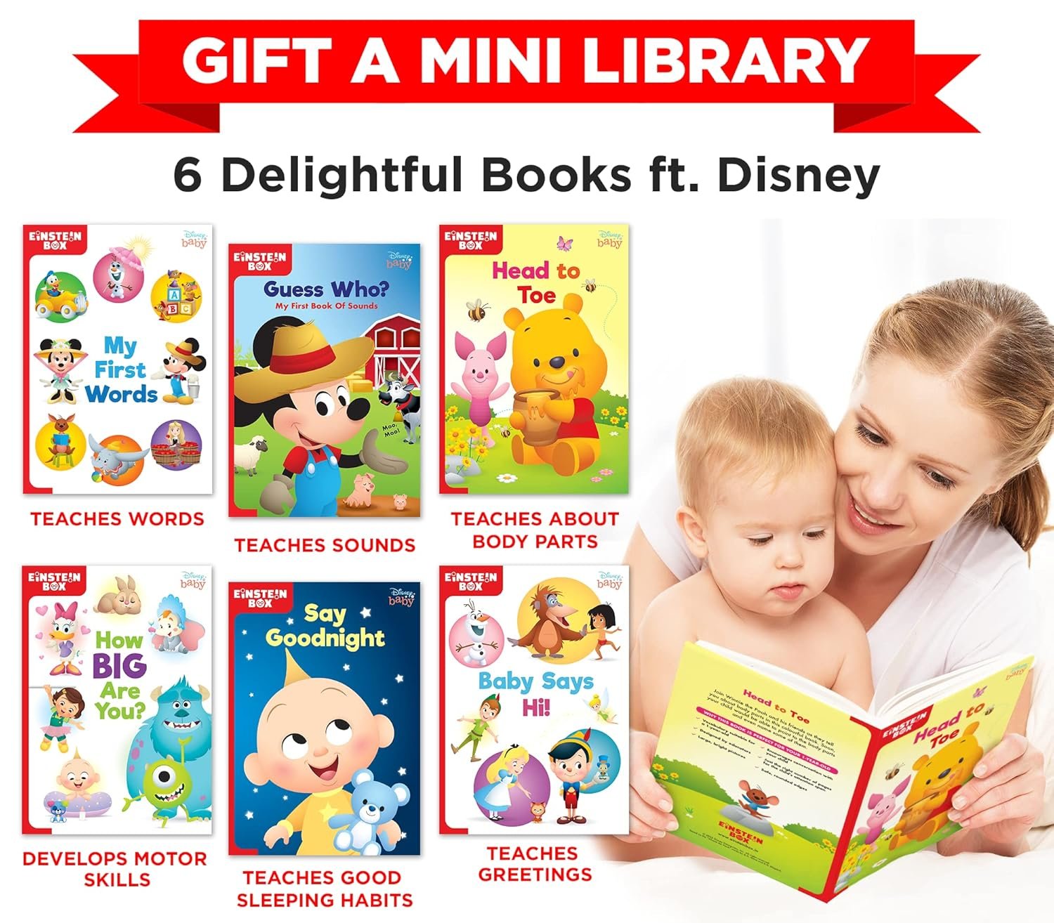Einstein Box Featuring Disney for 1-Year-Old Boys/Girls | Disney Gift Toys for 1-Year-Old Boys & Girls | Board Books, Pretend Play Set | Learning & Educational Toys | Birthday Gift Set of 3 | - Image 3