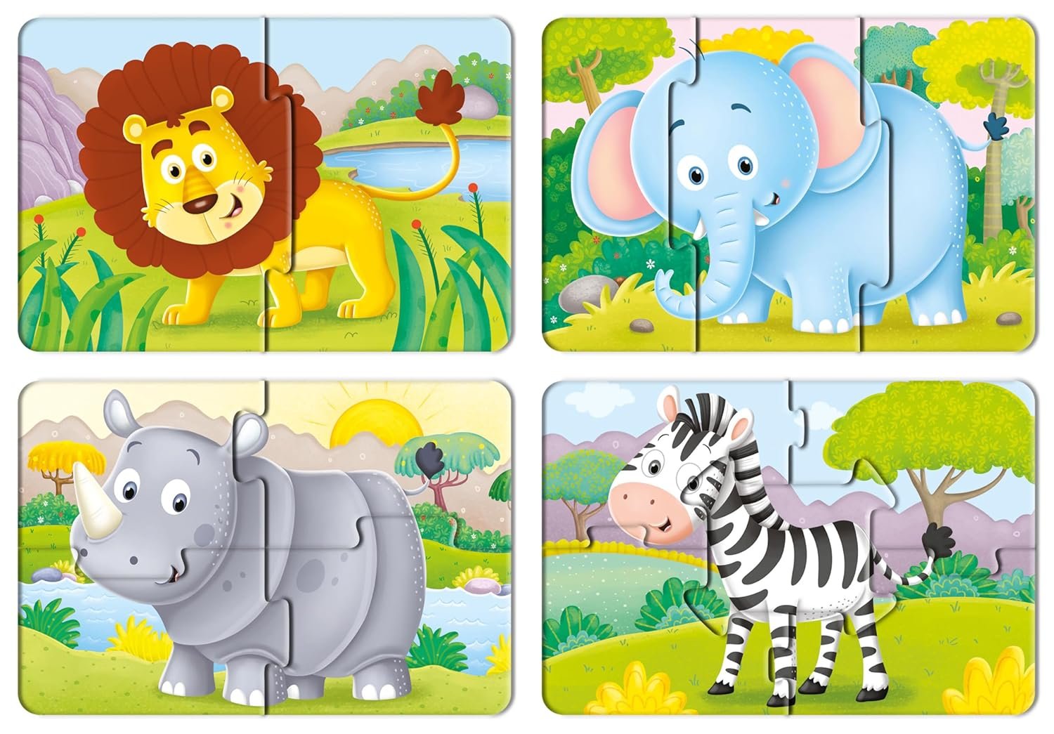 Frank Safari Adventures (Set of 4) 2 Pcs Puzzle -Early Learner Educational Jigsaw Puzzles Set for Kids 2 Years and Above - Educational Toys and Games - 32903 - Image 2