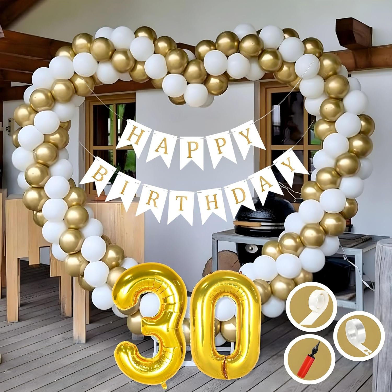 Natural Latex Balloon, Paper Banner 9th Multicolour Birthday Decoration for Boy Girl Kid Men Women|60Pcs Mix Balloons|Gold Cursive Glitter Birthday Banner|BalloonPump|ArchTape|GlueDot - Image 5