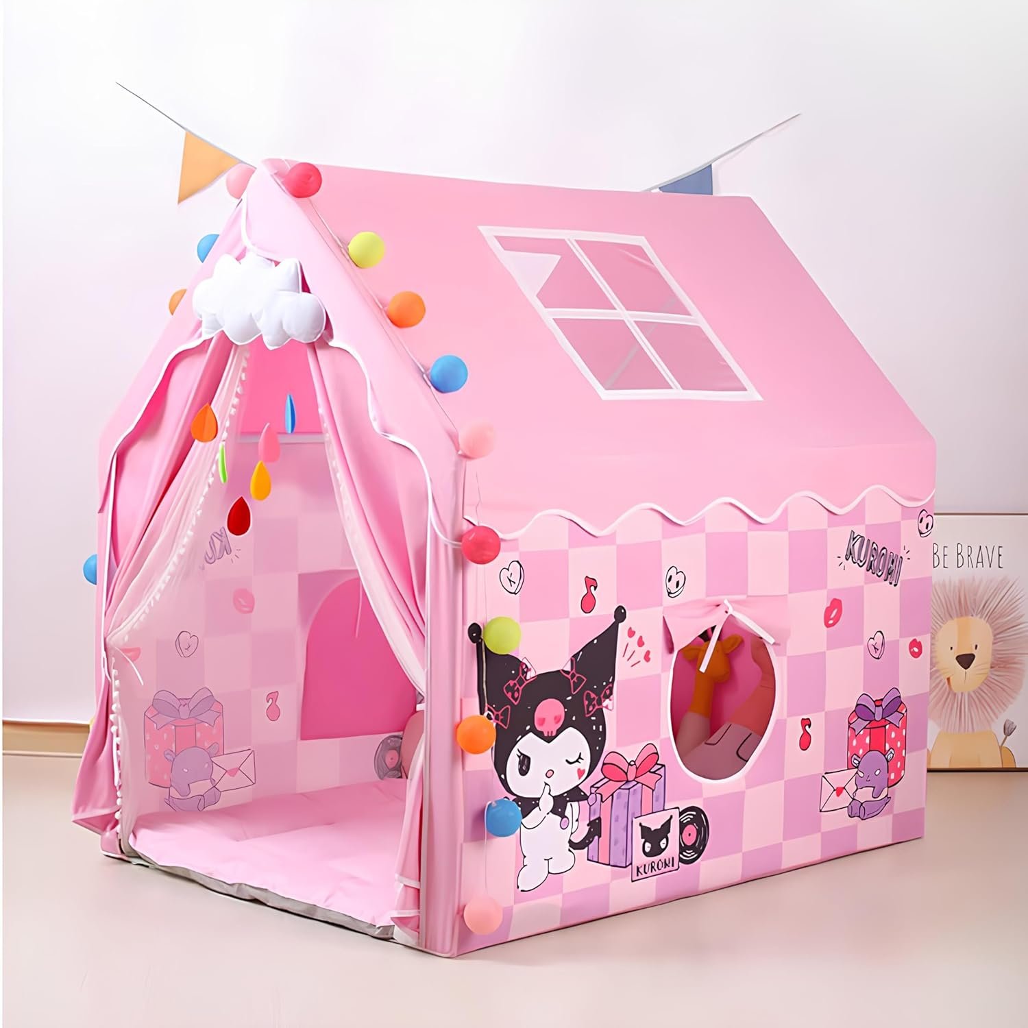 Colorfull and Extremely Light Weight Indoor and Outdoor Kids Play Tent House for 3-8 Years Old Kids Girls and Boys (Pink CAT-*98)