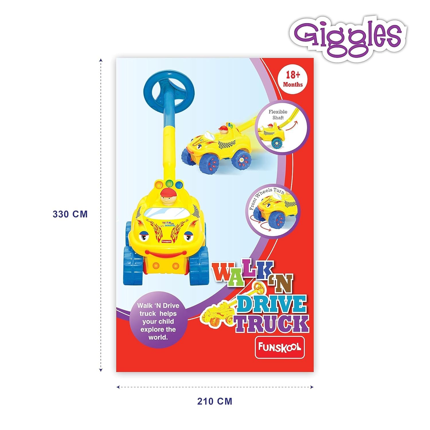 Giggles Funskool Walk N Drive Truck, Fun & Development Toy for Babies, Encourage Walking In Infants, Improve Balance & Coordination, Stimulate Senses, Multicolour, Gift Set for Kids, Ages 18+ Months - Image 2