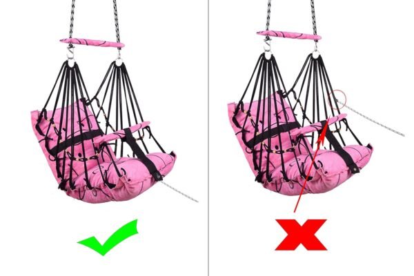 Swing for Kids Cotton Baby Swing Chair for Kids Baby\'s Children Folding and Washable 1-5 Years with Safety Belt/Home, Garden Jhula for Babies | Cradle | (P. Pink) - Image 6