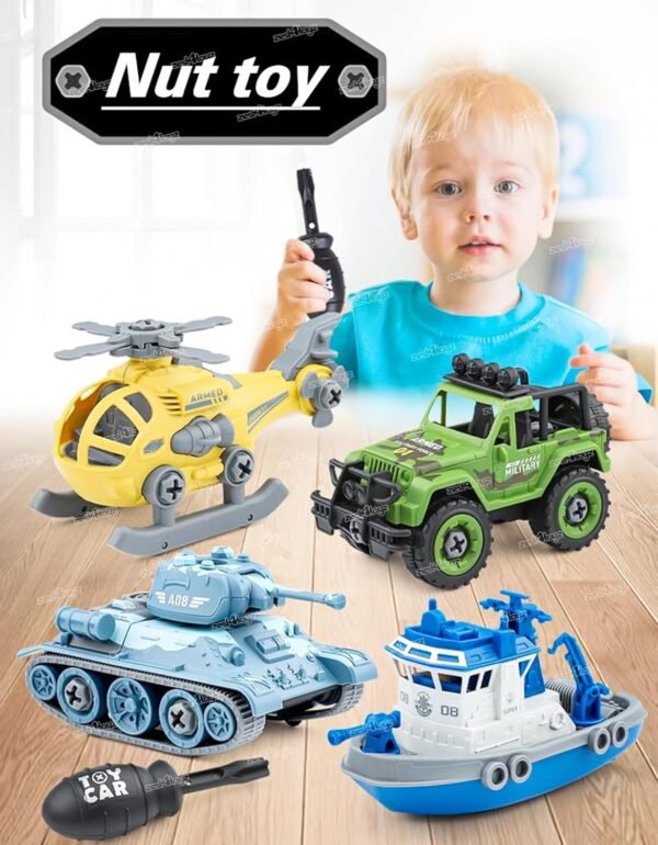 Zest 4 Toyz Pack of 4 DIY Vehicle Toys Take Apart Toys Military Army Car Toy Kids STEM Sand Toys for Kids Birthday Gifts for Boys 2 3 4 5 6 Year Old (Multicolor) - Image 2