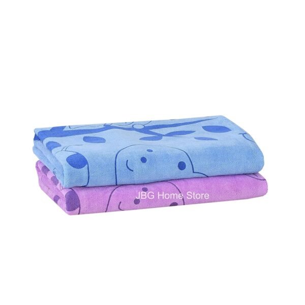 Combo of Kids Bath Towel for Girls Boys -Premium Microfiber Quick Drying Towels for Unisex Kids - Cartoon Print Wash Dry Cloth Towel for Babies Toddlers, 60 x 120 CM, Blue & Purple - Image 6
