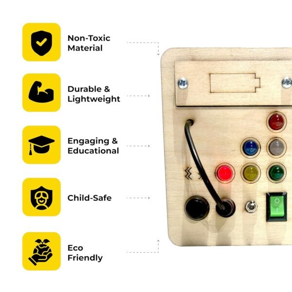 ZeeBaa Toys Portable Busy Board P3 – Montessori Sensory Toy for Kids (1-6 Years) | Interactive LED Light Switch Board for Fine Motor Skills & Learning - Image 5