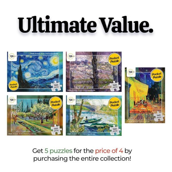 Vincent Van Gogh Wooden Jigsaw Puzzle (140 Pieces) for Adults and Kids | 5 Box Collection Painting Puzzle | Brain Booster Games & Toys for Above 7-10 Years | Gifts for Teenagers - Image 3