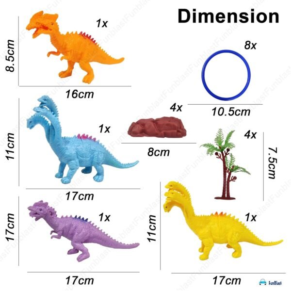FunBlast Dinosaur Ring Playset Toys - Dinosaurs Animals Figures Toys Set for Kids, Boys, Realistic Dinosaur Toys, Pretend Play Toys for 3+ Years Old Kids, Boys, Girls - Image 3